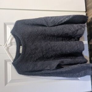 Gray fuzzy crew neck sweater